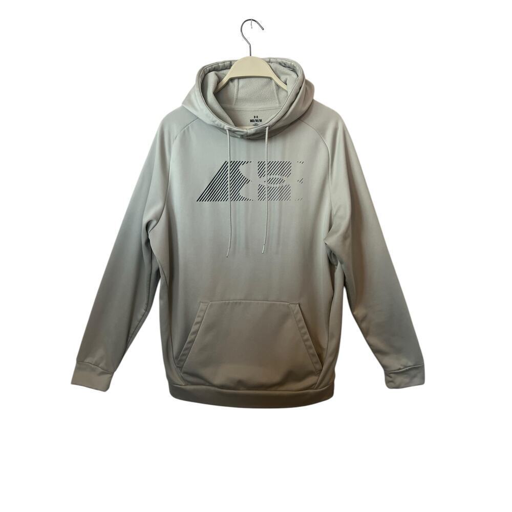 UNDER ARMOUR HOODIE SWEATSHIRT MENS BEIGE FRONT LOGO SIZE M
